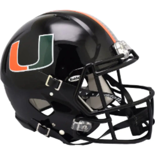 Miami Hurricanes Full Size Authentic Speed Football Helmet Black- NCAA - Helmets