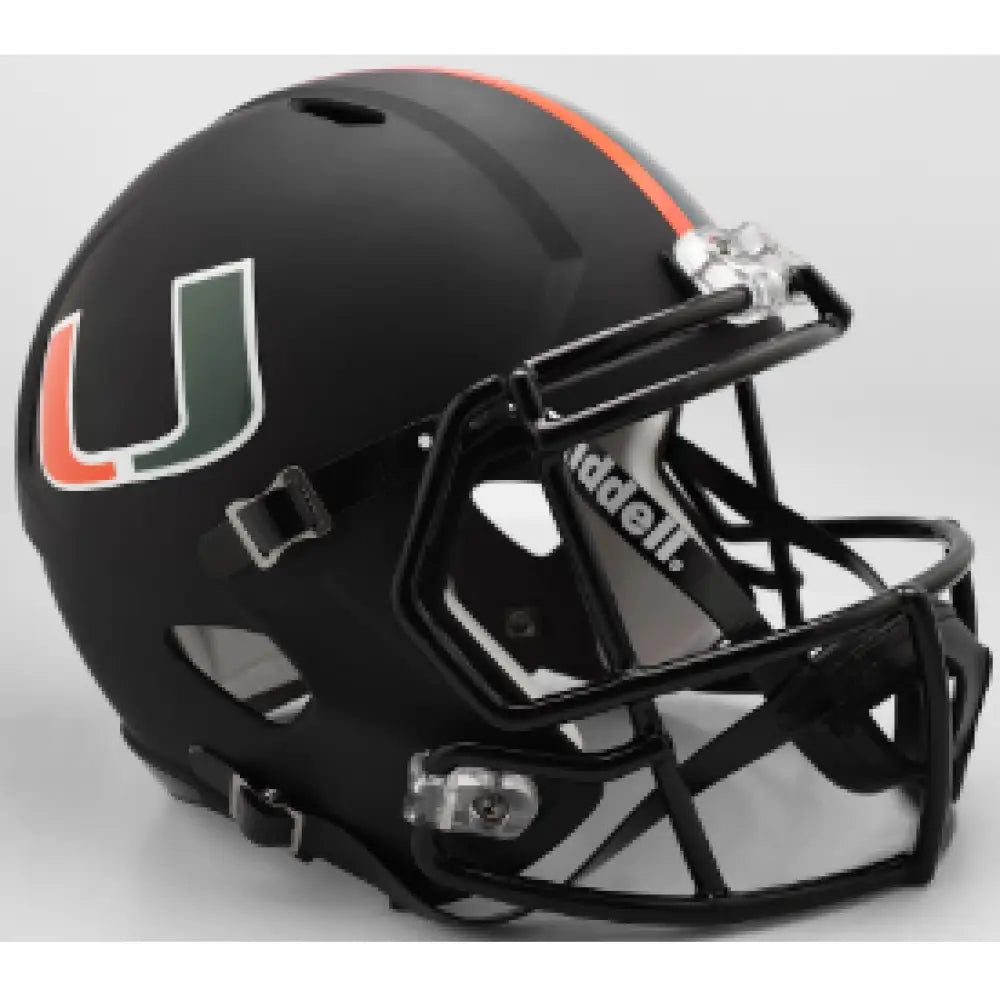 Miami Hurricanes Full Size Speed Replica Football Helmet Nights Alt- NCAA - Helmets