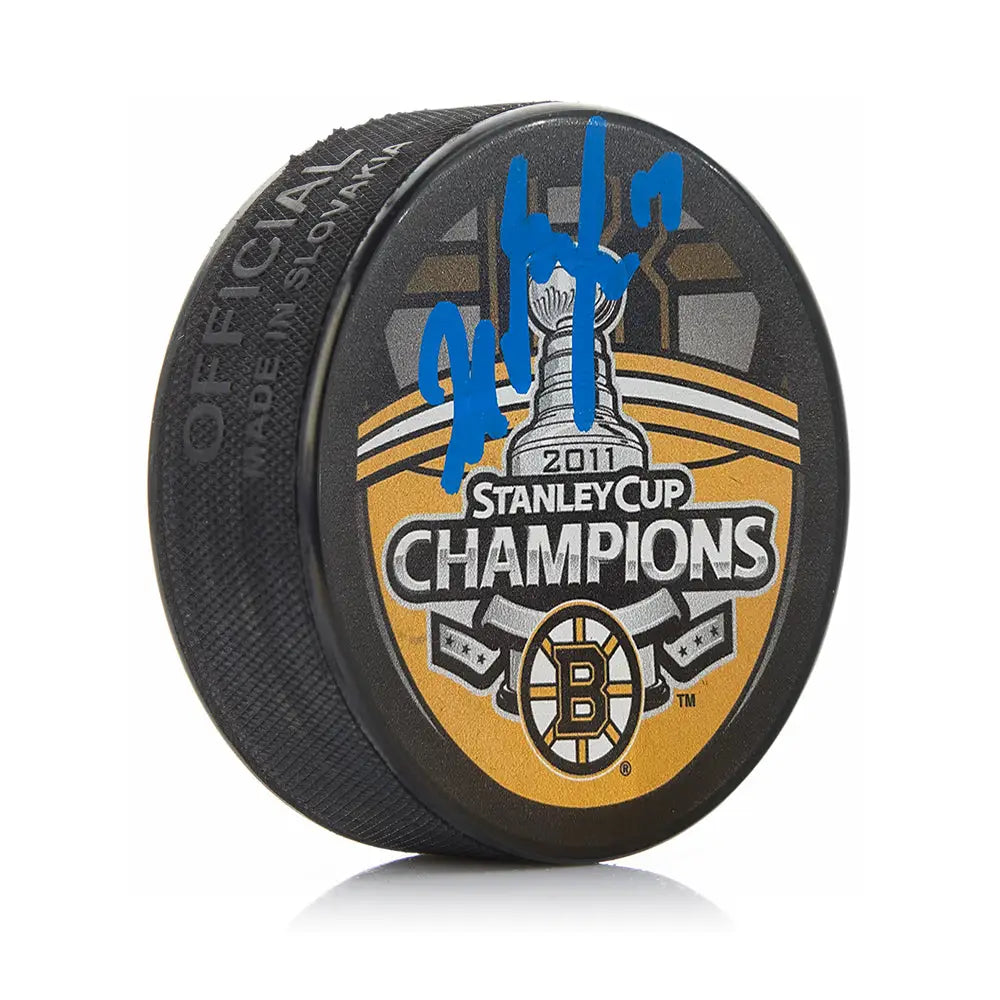 Milan Lucic 2011 Stanley Cup Champions Boston Bruins Autographed Hockey Puck - Hockey Memorabilia