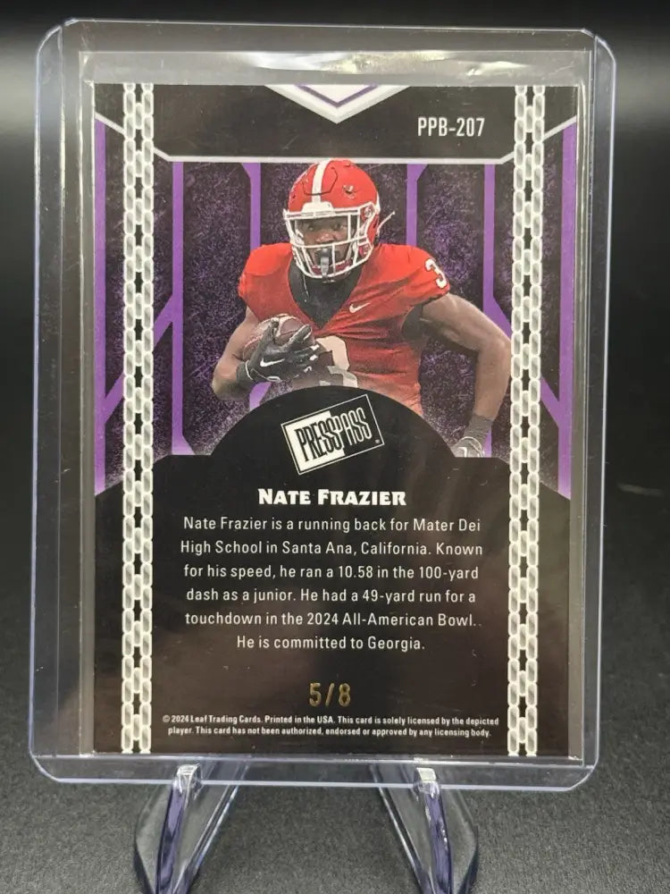 Nate Frazier 2024 Press Pass Purple Prizm #PPB-207 Rookie /8 Georgia Commit