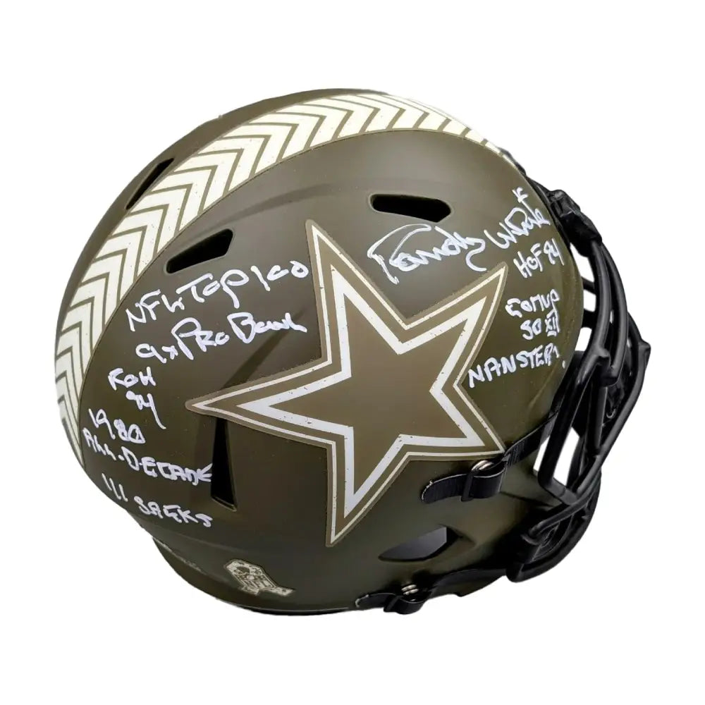 Randy White Autographed Salute To Service Full Size Replica Helmet w/ Inscriptions - BAS - Football Memorabilia