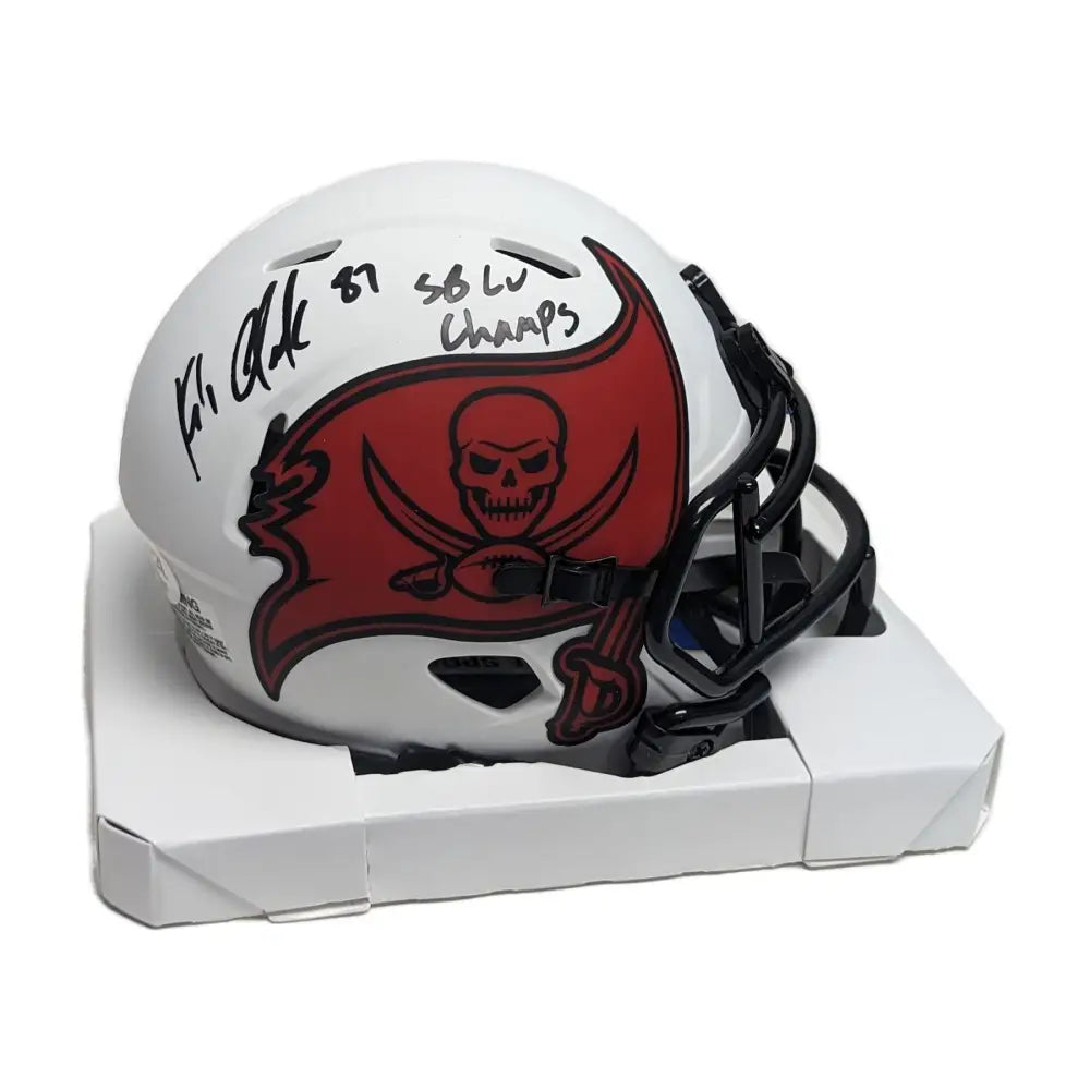 Rob Gronkowski Autographed Tampa Bay Bucs Lunar Mini Helmet with SB LV Champs - PSA - Football Memorabilia