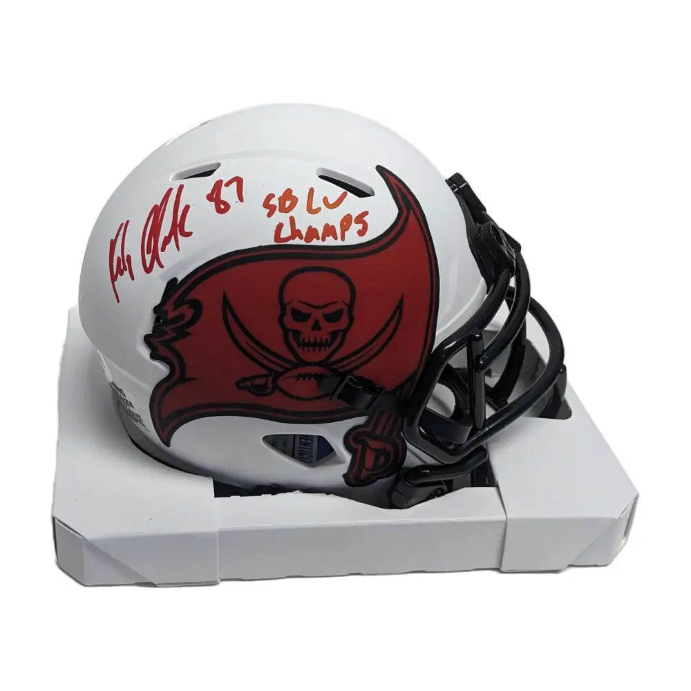 Rob Gronkowski Autographed Tampa Bay Bucs Lunar Mini Helmet with SB LV Champs - PSA - Football Memorabilia