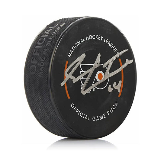 Sean Couturier Philadelphia Flyers Autographed Game Model Hockey Puck - Hockey Memorabilia