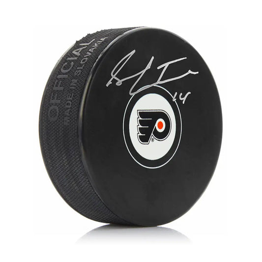 Sean Couturier Philadelphia Flyers Autographed Hockey Logo Puck - Hockey Memorabilia
