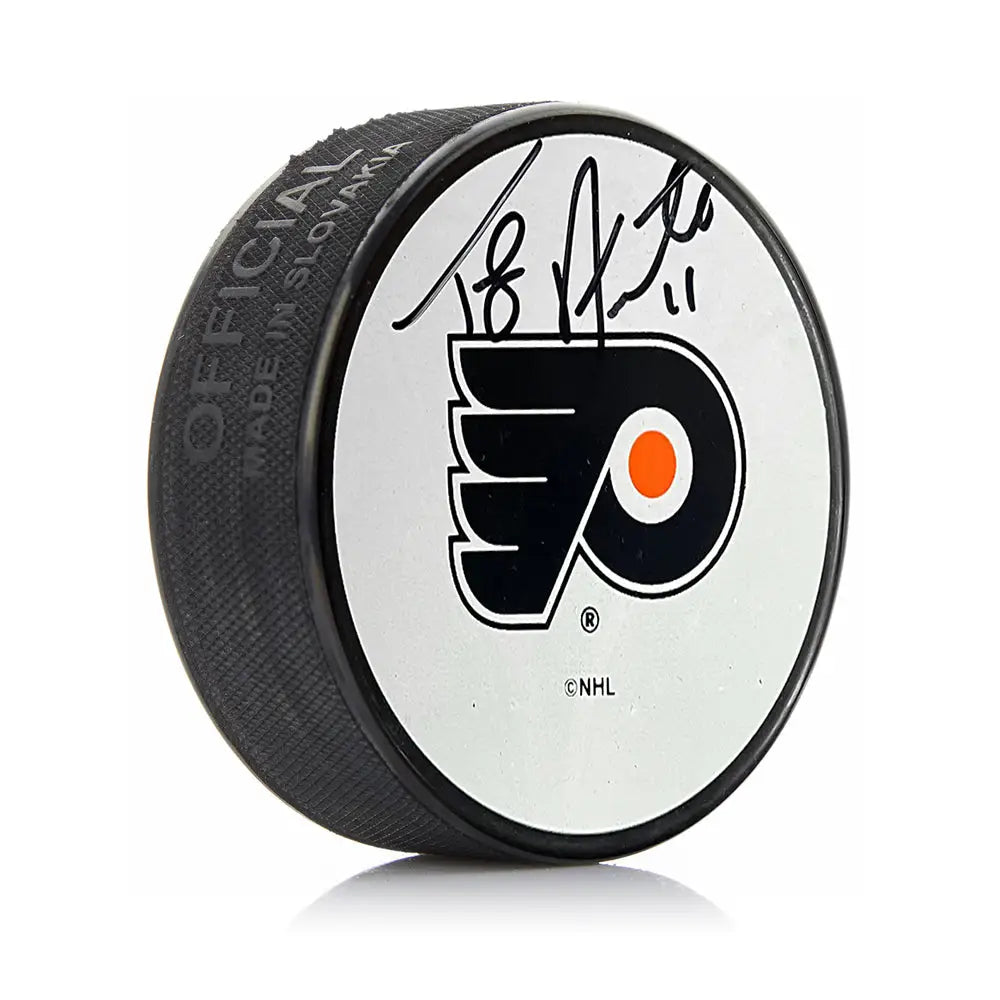 Tony Amonte Philadelphia Flyers Autographed White Hockey Logo Puck - Hockey Memorabilia