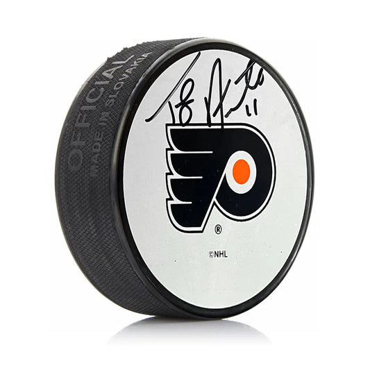 Tony Amonte Philadelphia Flyers Autographed White Hockey Logo Puck - Hockey Memorabilia