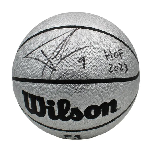 Tony Parker HOF 23 Autographed Wilson Platinum Basketball - Basketball Memorabilia
