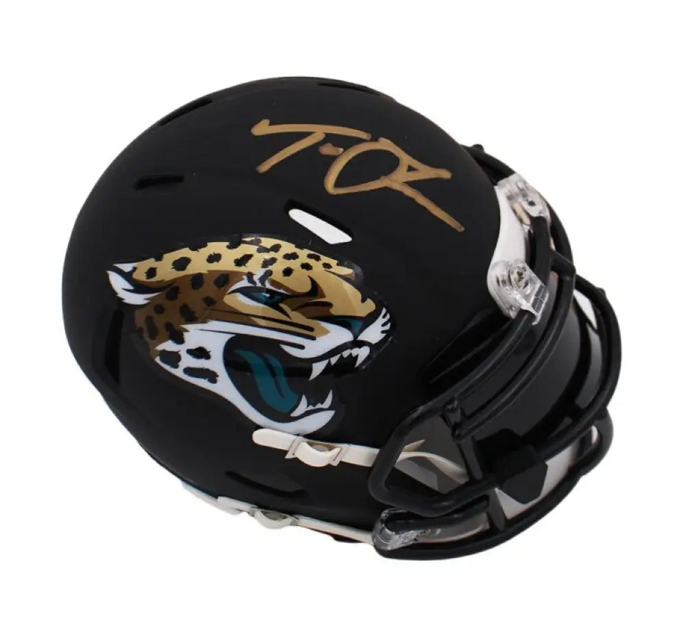 Trevor Lawrence Autographed Jaguars Flat Black Mini Helmet - Fanatics Auth - Football Memorabilia