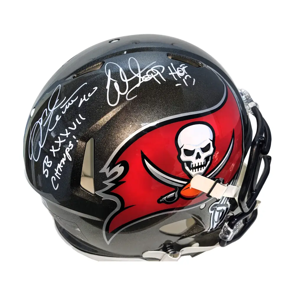 Warren Sapp & Alstott Autographed Tampa Bay Bucs Speed Authentic Full Size Football Helmet with 2 Inscriptions - BAS