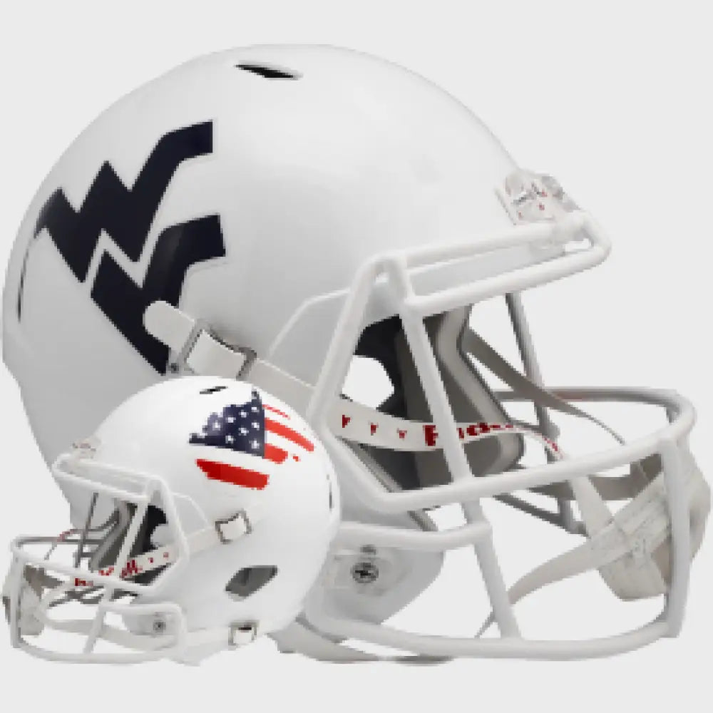West Virginia Mountaineers Full Size Speed Replica Football Helmet Stars and Stripes NCAA - Helmets