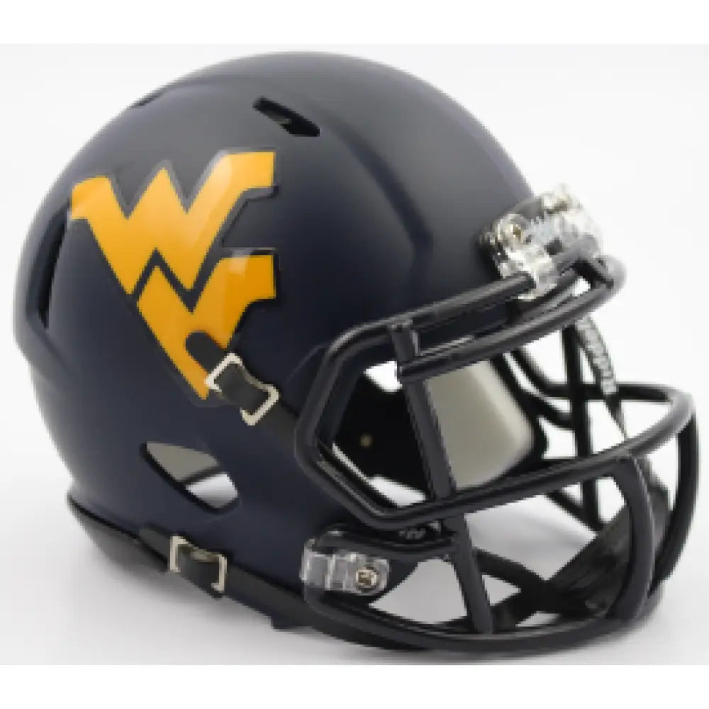 West Virginia Mountaineers NCAA Mini Speed Football Helmet Satin Navy - Helmets